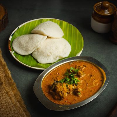 Idli + Mutton Chettinad