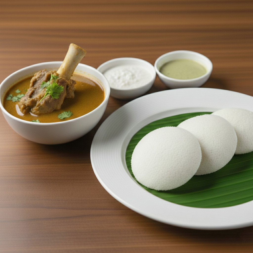 3 Idli + Aatukaal Paya