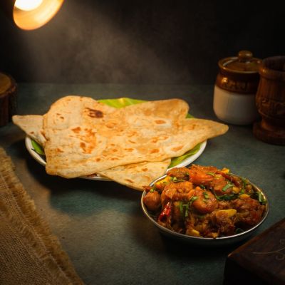 chapathi with prawn thokku
